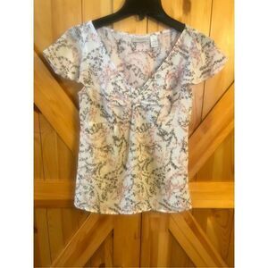 G.H. Bass & Co. Women's V-Neck, Short Sleeve Shirt/Top Size XS sheer (3989)